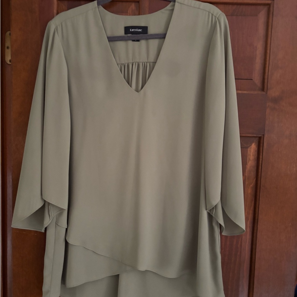 Karen Kane Olive V-Neck Blouse